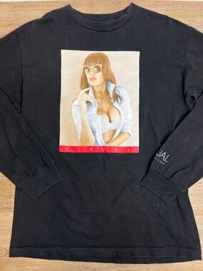 Visual by Van Styles Graphic Long Sleeve Tee Black Size Medium